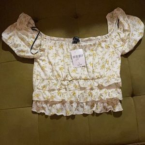 White floral crop top